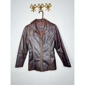 Wilsons Women's Brown Leather Zipper Jacket Thinsulate Lined Small Read